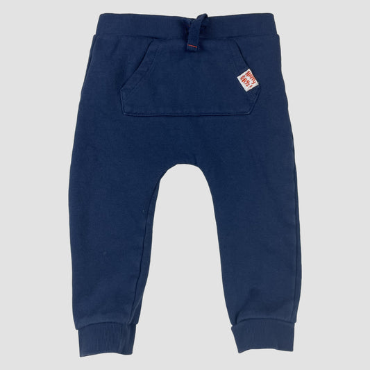 Dunkelblaue Kinder-Sweatpants mit Kängurutasche – front