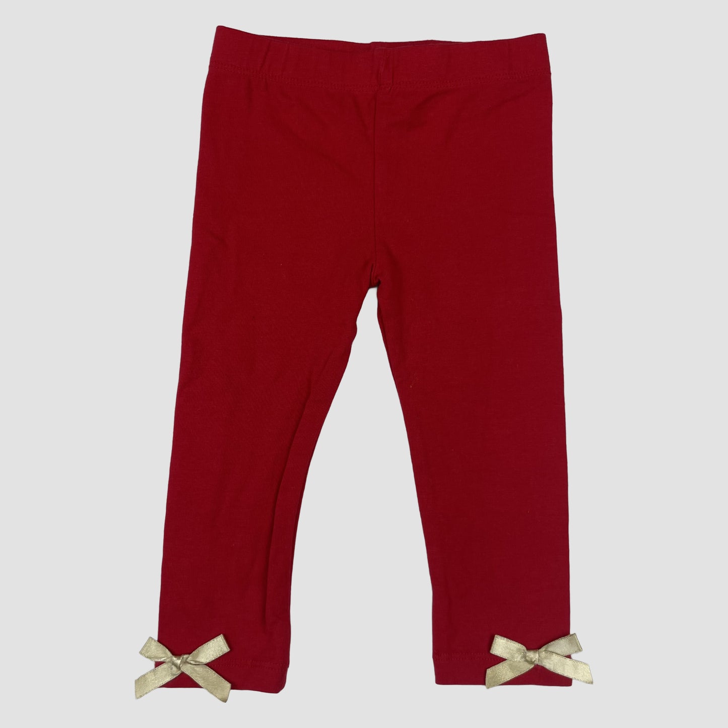 Rote Baby-Leggings von Rare Editions mit goldenen Schleifen, Größe 12M – front