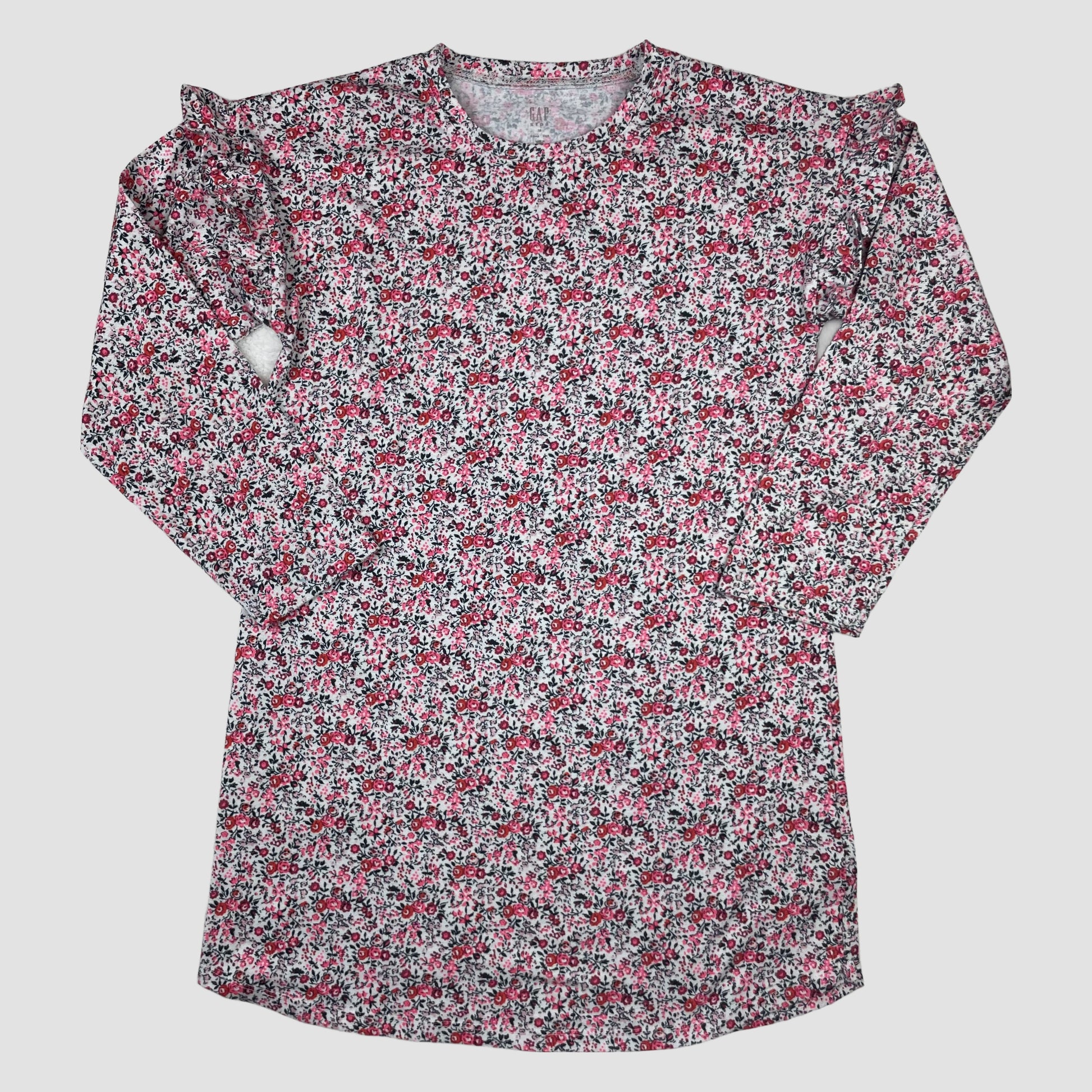 GAP Kids Nachthemd, rosa Blumenmuster, langarm, Größe 140 – front