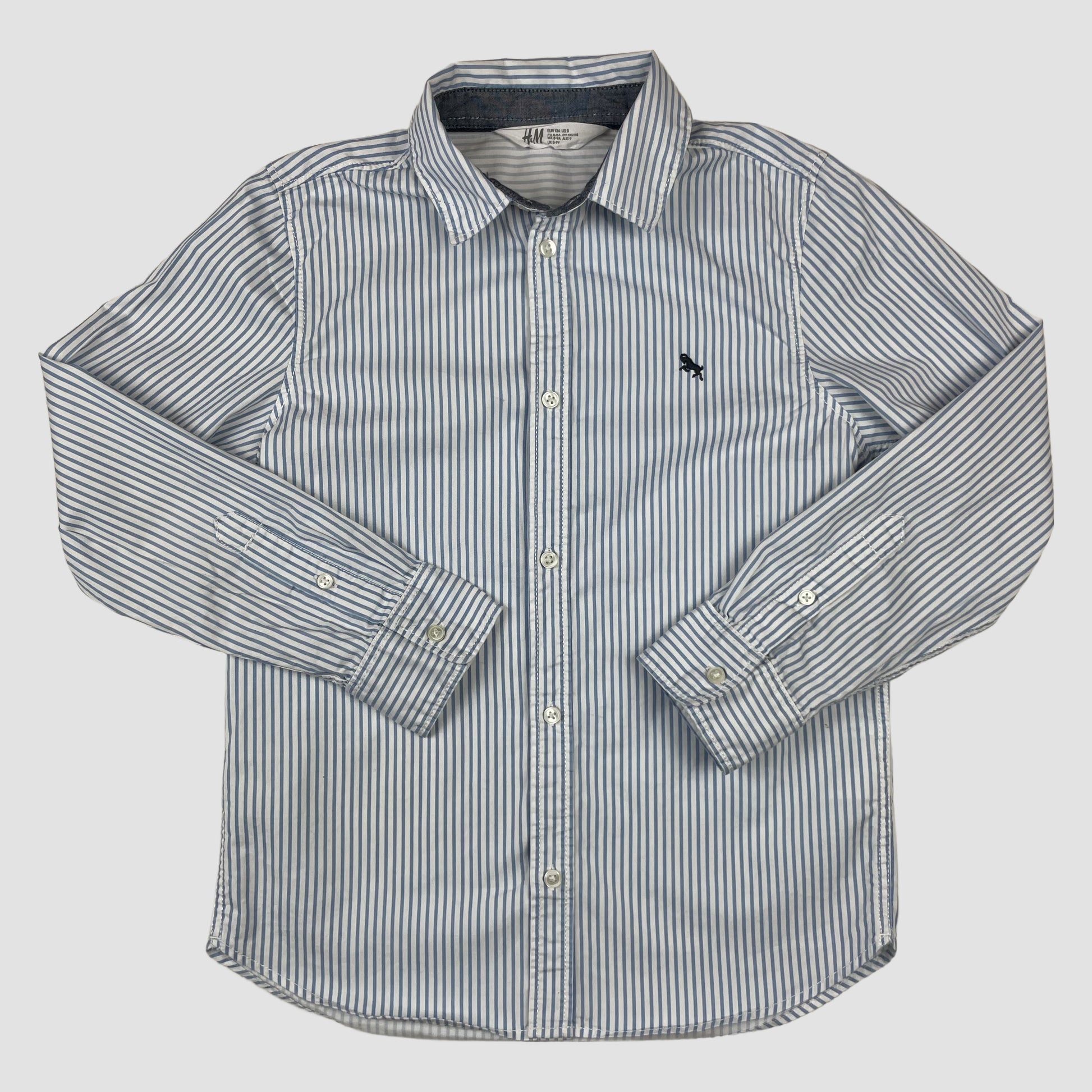 H&M Kinderhemd blau-weiß gestreift, Größe 134 – front