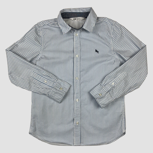 H&M Kinderhemd blau-weiß gestreift, Größe 134 – front