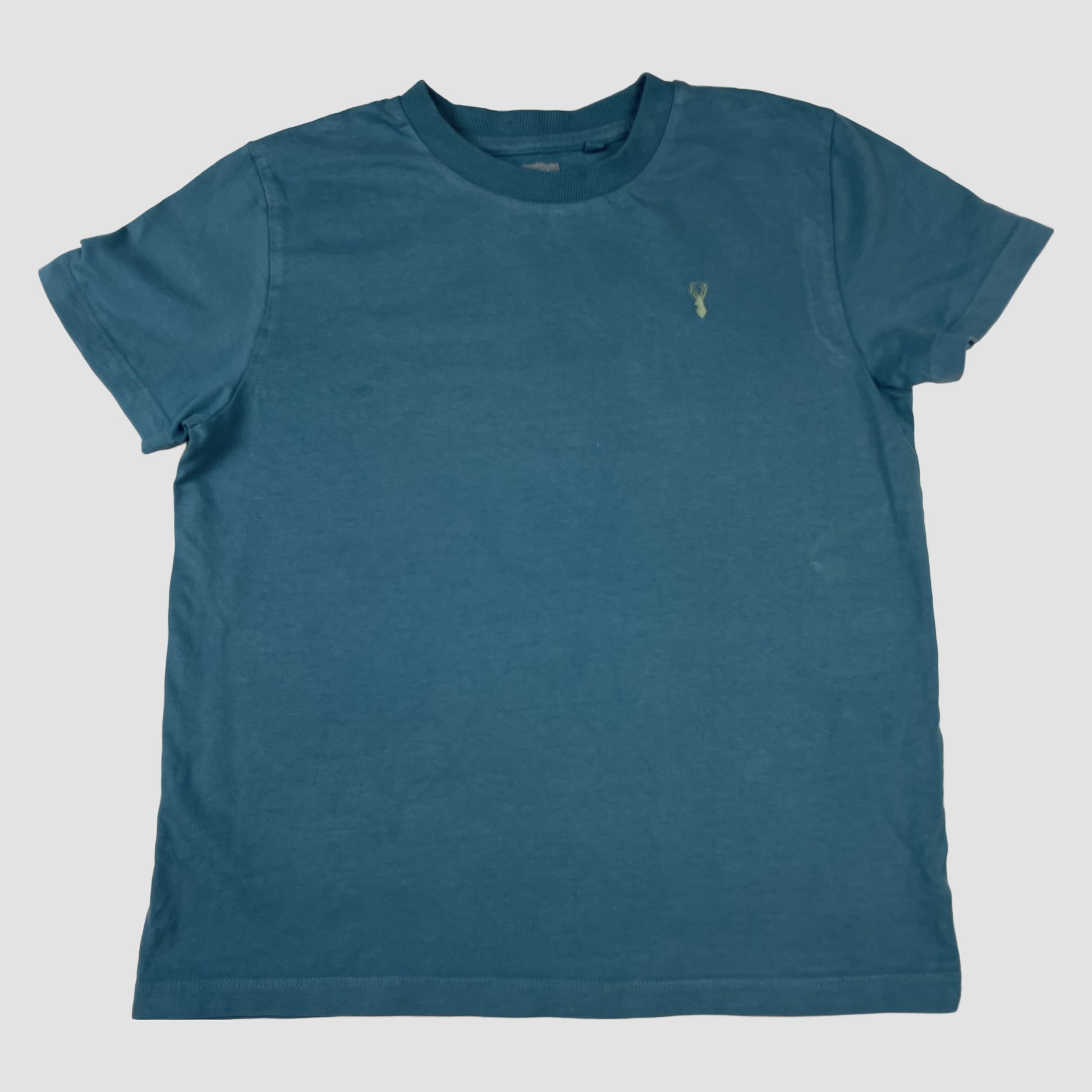 Türkises Kinder-T-Shirt von Next mit kleiner Bruststickerei und Rundhalsausschnitt – front