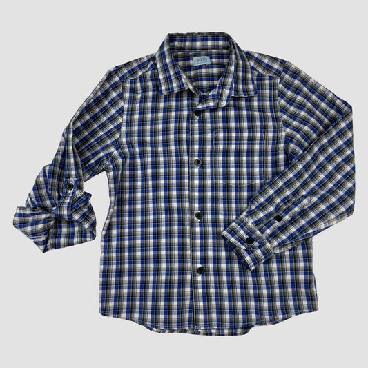F&F kariertes Jungenhemd blau/weiß, Gr. 116 (5–6 Jahre) – front