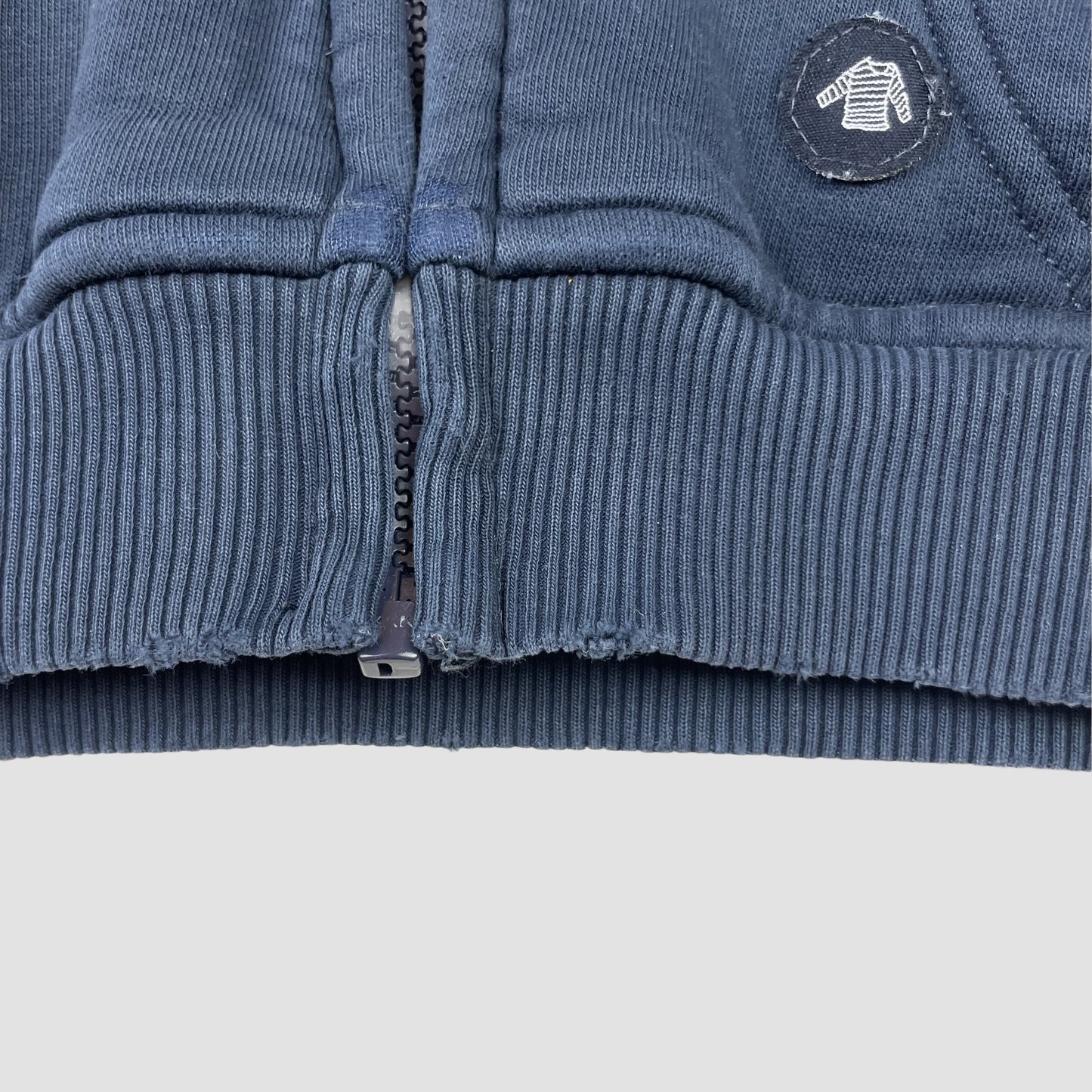 Grün-blaue Kinder-Sweatjacke von Armor kids mit Kapuze und Reißverschluss, Größe 104 – fabric