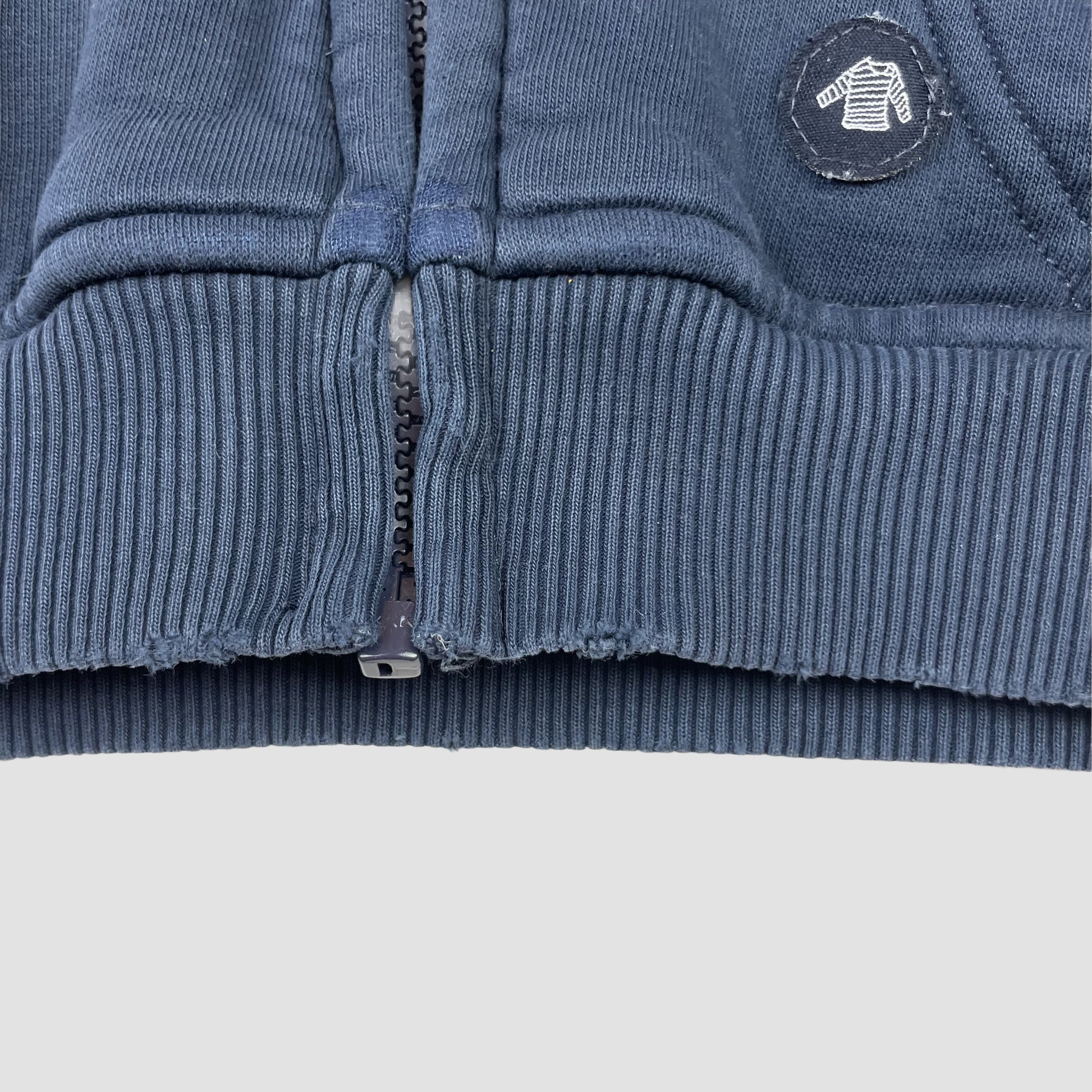 Grün-blaue Kinder-Sweatjacke von Armor kids mit Kapuze und Reißverschluss, Größe 104 – fabric
