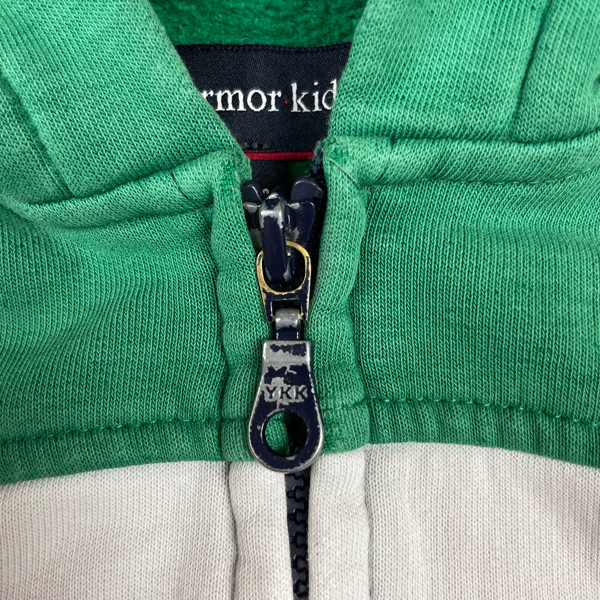 Grün-blaue Kinder-Sweatjacke von Armor kids mit Kapuze und Reißverschluss, Größe 104 – zip