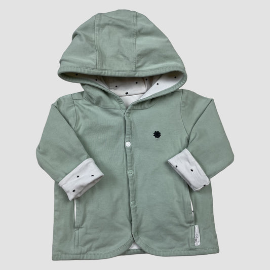Mintgrüne/weiße Noppies Wendejacke, Größe 62, Kapuze, Sterne-Muster – front