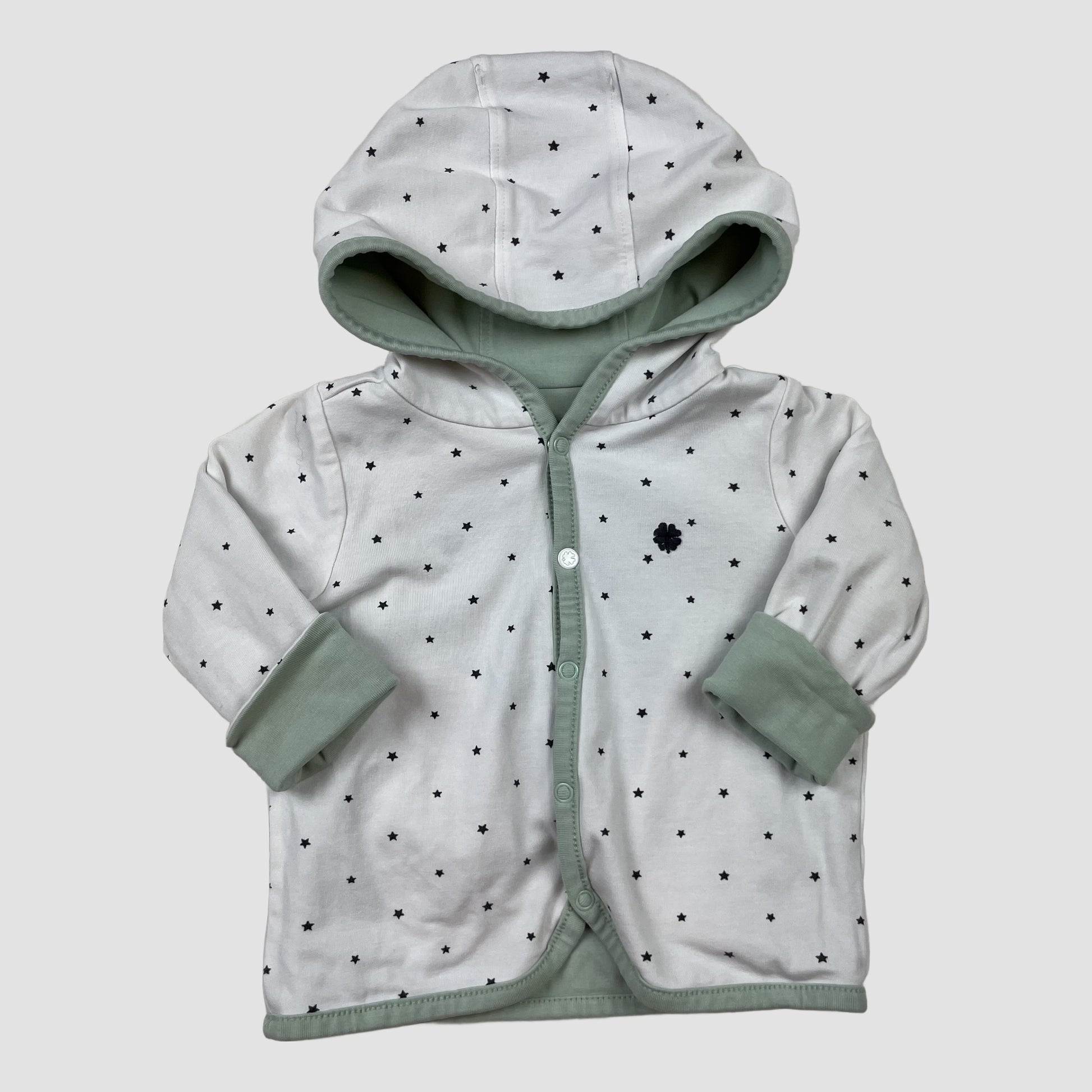 Mintgrüne/weiße Noppies Wendejacke, Größe 62, Kapuze, Sterne-Muster 5