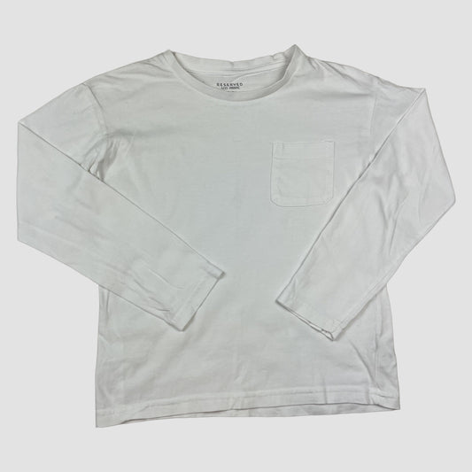 Weißes Langarmshirt mit Brusttasche in Größe 134 von Reserved – front