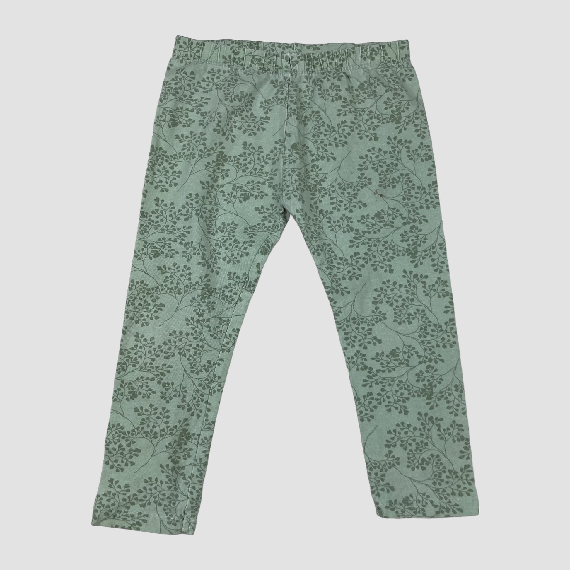 Grüne Leggings mit Blattmuster, Größe 98 (2–3 Jahre) – front