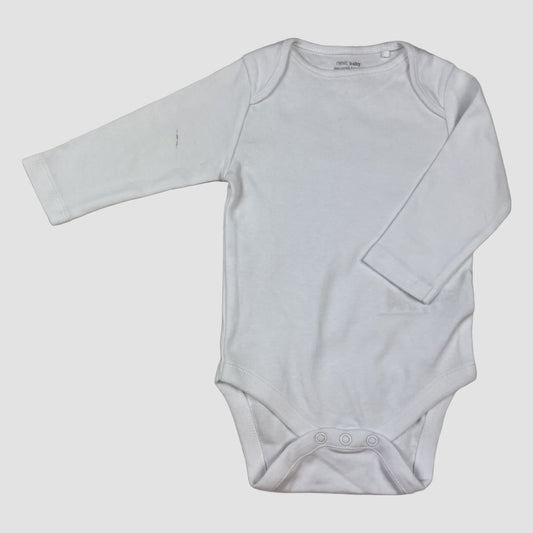Weißer Langarm-Body aus Baumwolle von Next, Größe 3–6 Monate – front