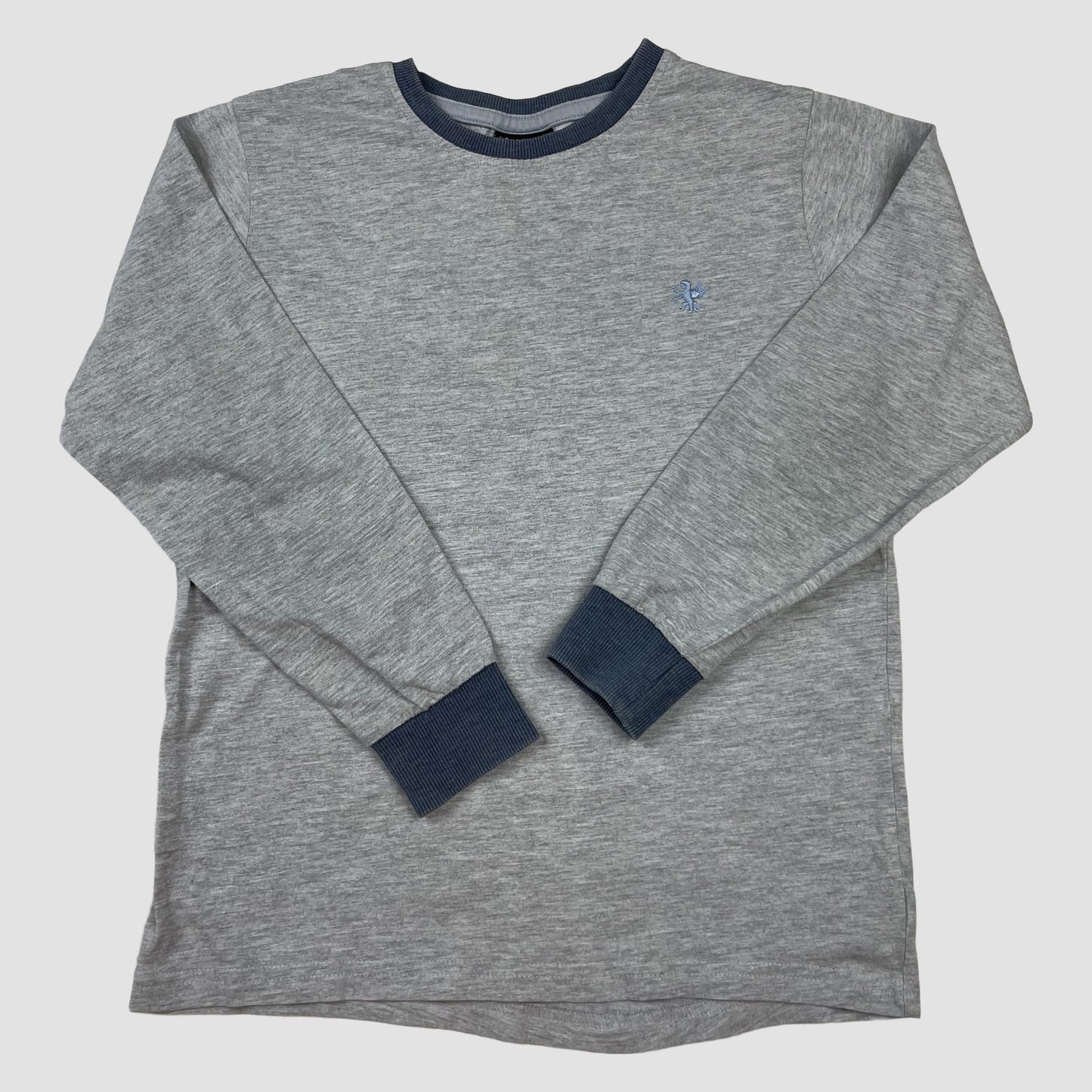 Graues Next Sweatshirt mit blauen Rippbündchen, Vorderansicht – front