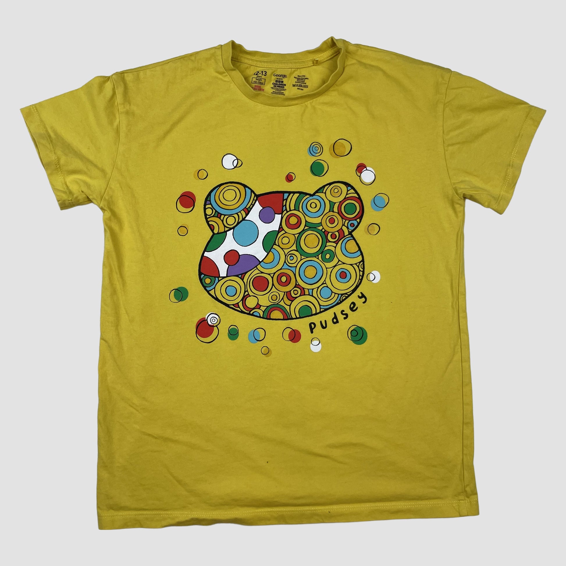 Gelbes Kinder T-Shirt von George mit Pudsey-Print, Größe 12–13 Jahre – front