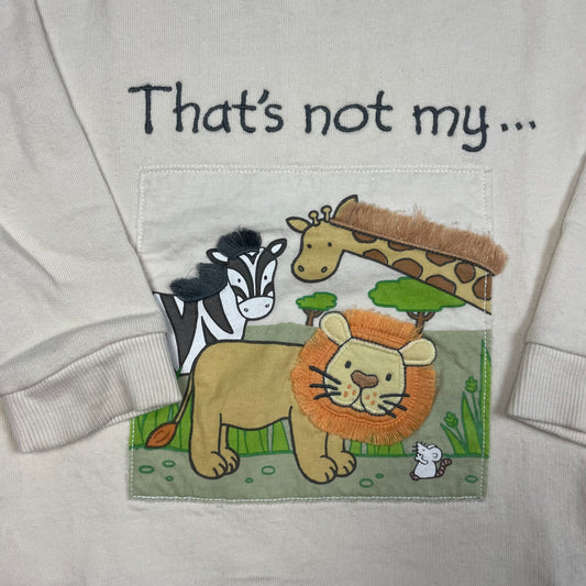 Beiger George Baby-Pullover mit Tiermotiv und Schriftzug in Größe 12–18 Monate – detail