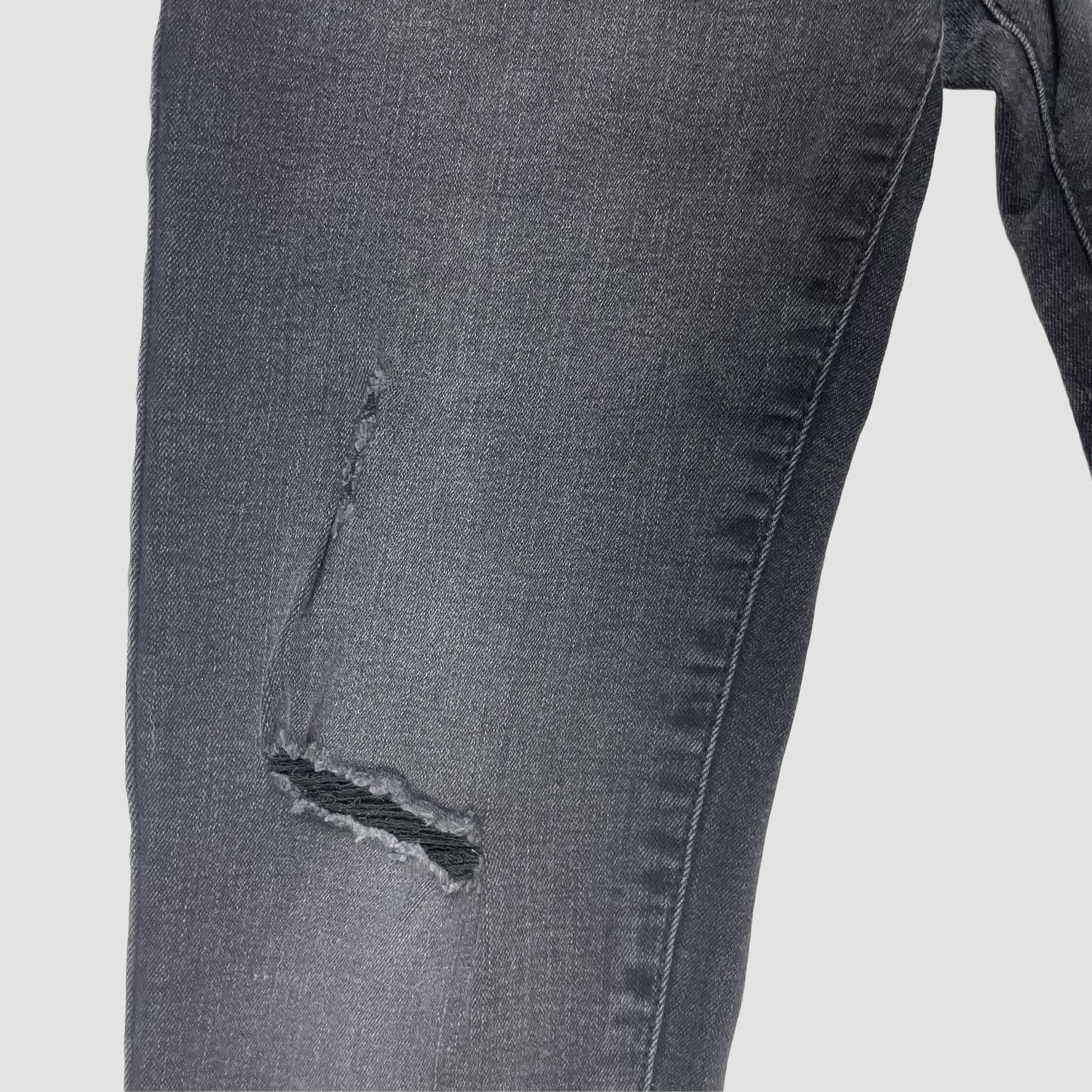 Schwarze Skinny-Jeans für Kinder, Größe 146 (10–11 Jahre), mit Rissen und Fransensaum – inside