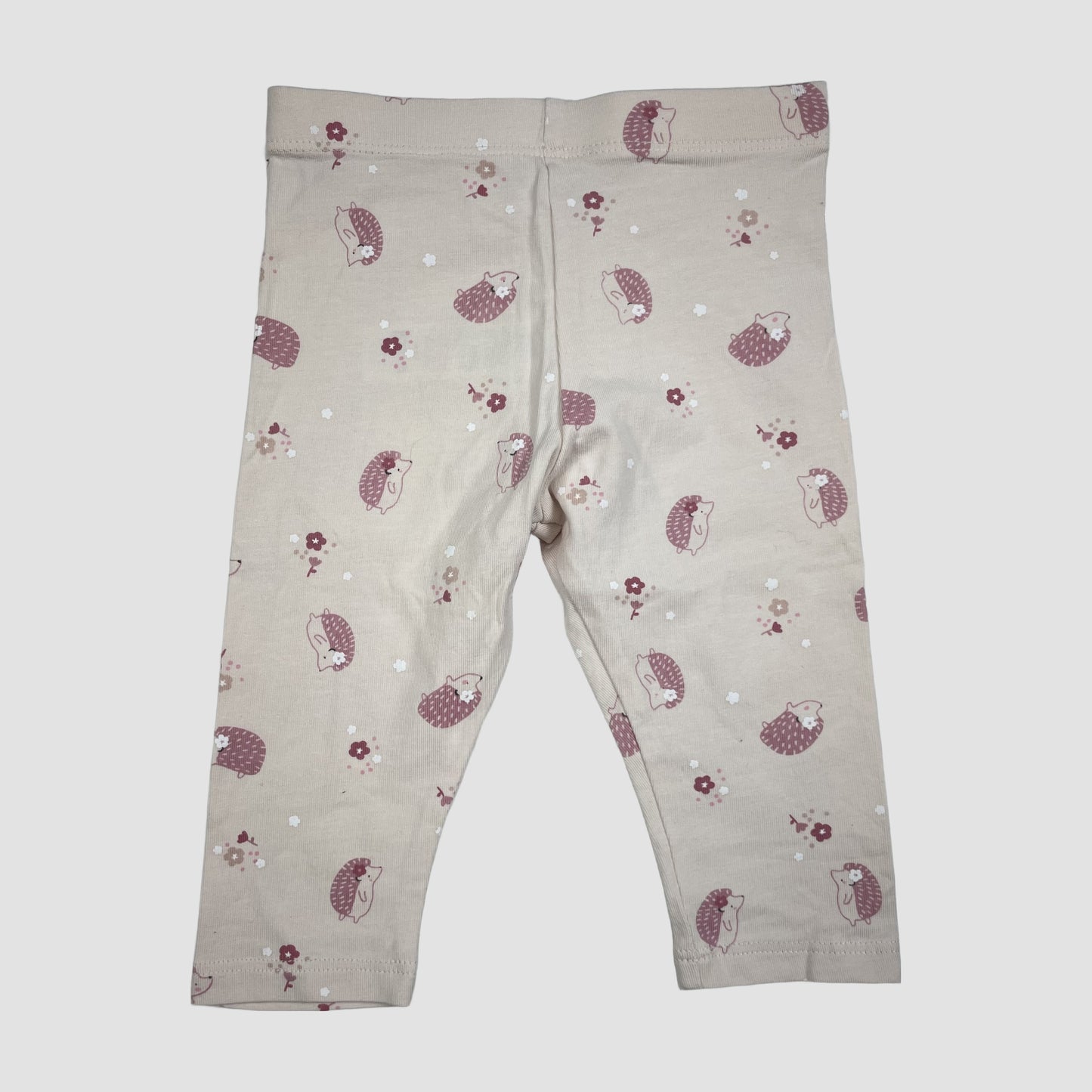 Beige Baby-Leggings mit Igel- und Blumenmuster von F&F
