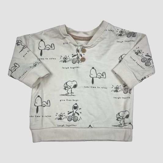 Beiges Snoopy Sweatshirt von George, Größe 0–3 Monate