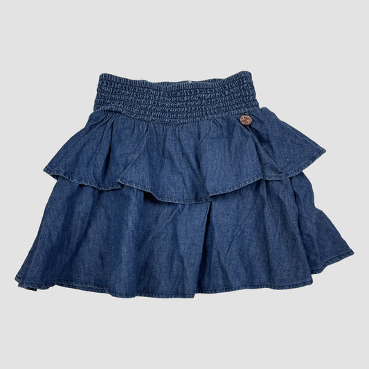 Blauer Jeansrock mit Volants und Smockbund, Größe 4Y