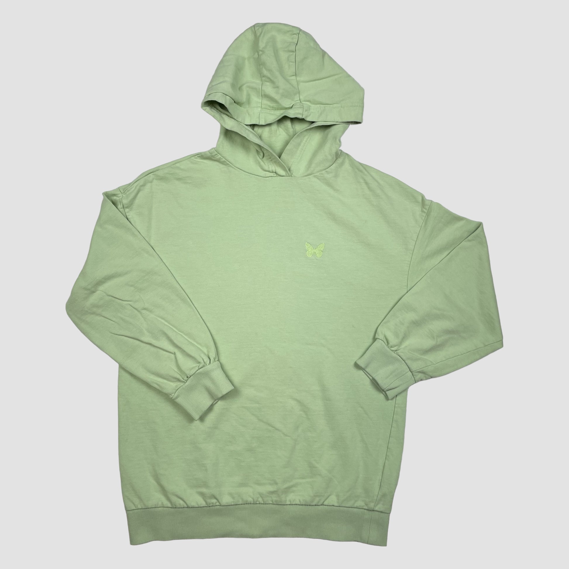 Mintgrüner Kapuzenpullover mit Schmetterling-Stickerei, Girls Destination, Größe 146/152 – front