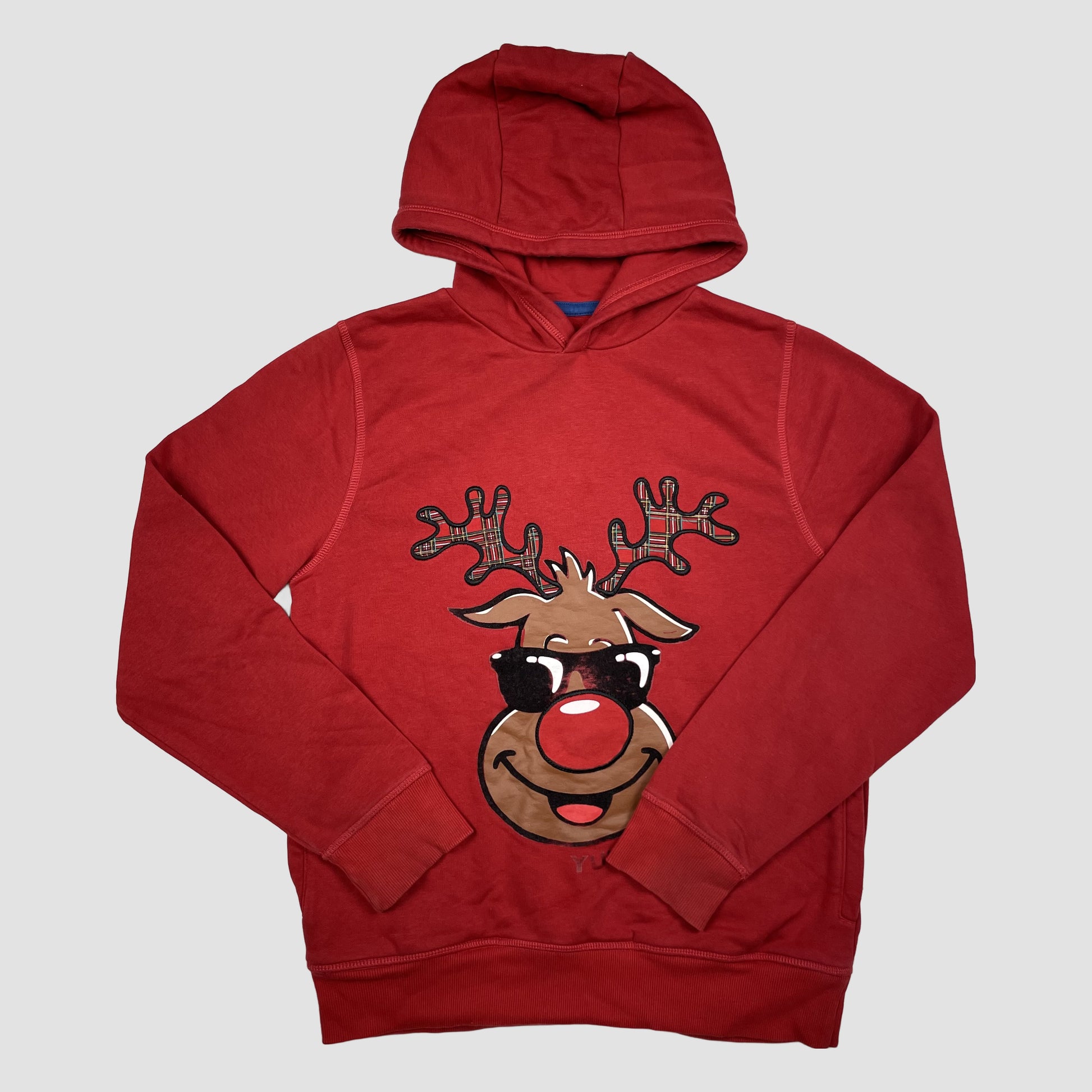 Roter Kinder-Hoodie von Next mit Rentier-Aufdruck, Größe 12 Jahre 152 cm – front