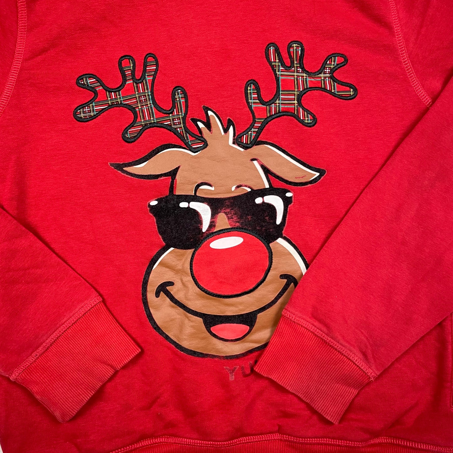 Roter Kinder-Hoodie von Next mit Rentier-Aufdruck, Größe 12 Jahre 152 cm – detail