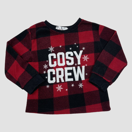 Rot-schwarzes Pyjamaoberteil COSY CREW von Family PJs, Größe 2–3 Jahre