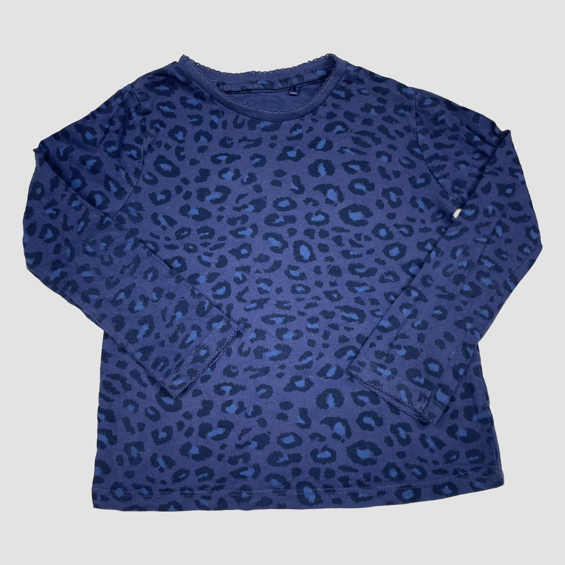 Blaues Langarmshirt mit Leopardenmuster von George, Größe 3–4 Jahre – front