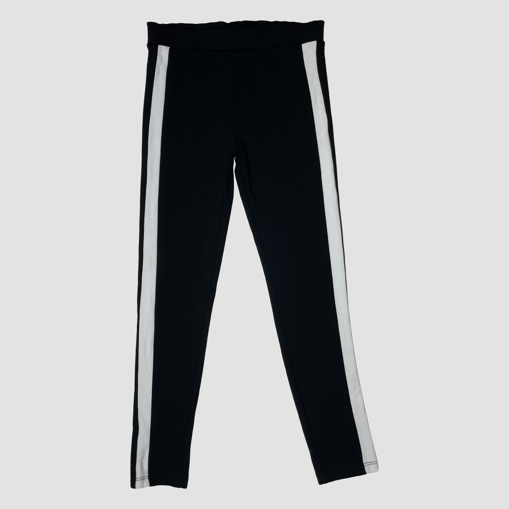 Schwarze Leggings mit weißen Seitenstreifen von River Island, Größe 9–10 Jahre – front