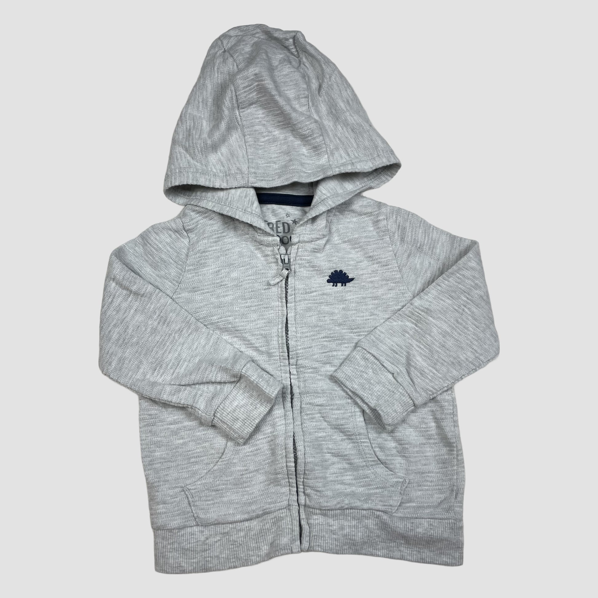 Graue F&F Baby-Kapuzenjacke mit Dino-Stickerei, Größe 6–9 Monate – front