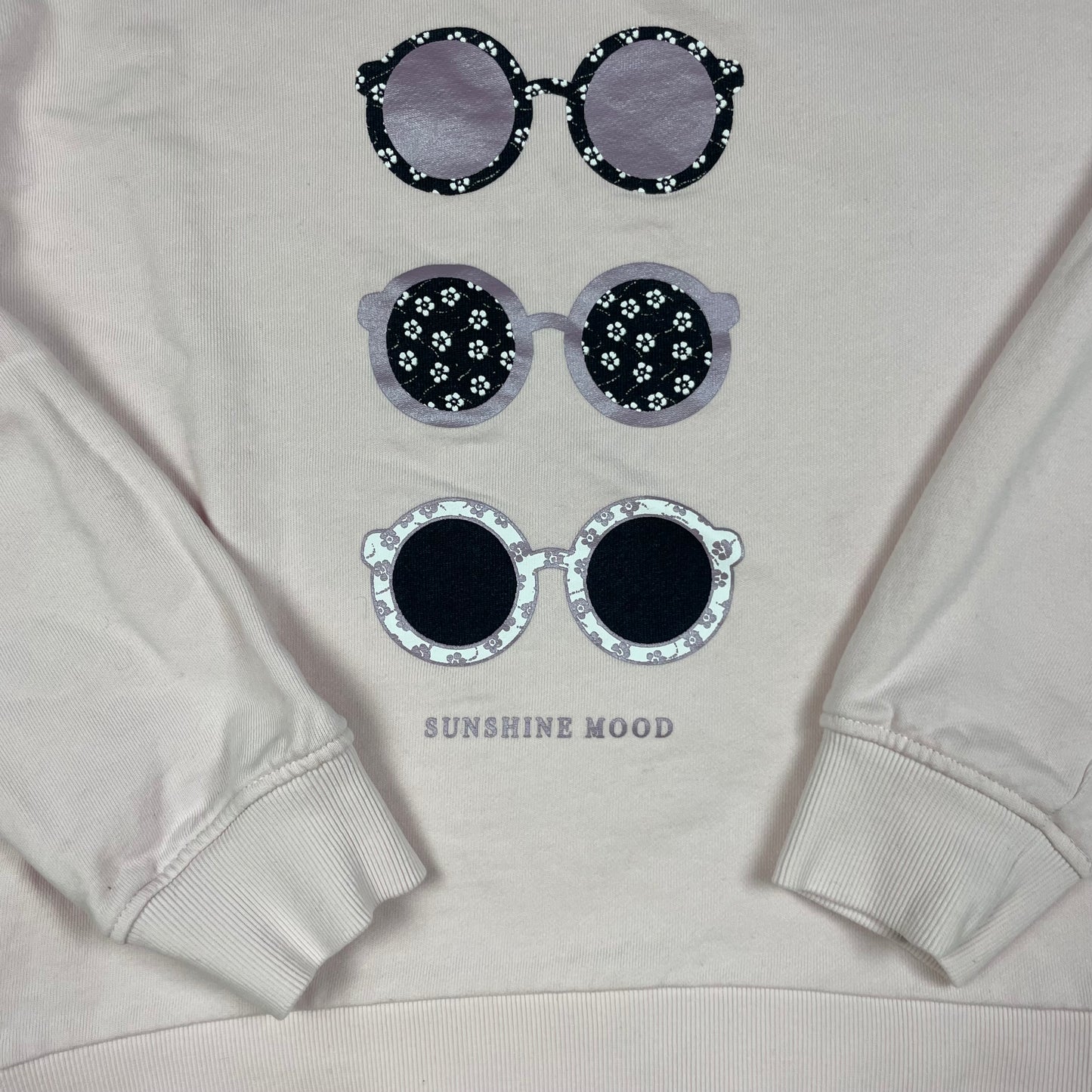 Rosa Sweatshirt mit Sonnenbrillen-Print, Größe 152 (11–12 Jahre) – detail