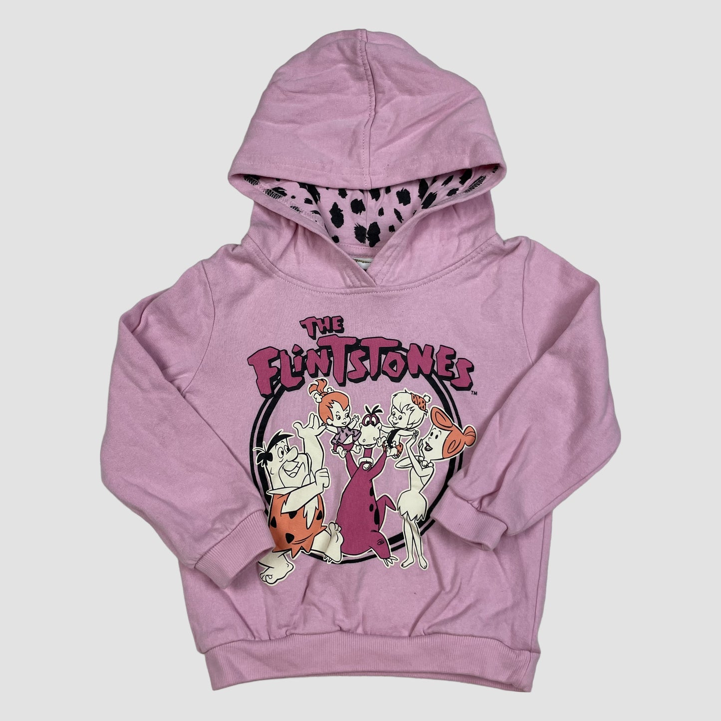 Rosa Kapuzenpullover mit Flintstones-Print, Größe 98 – front