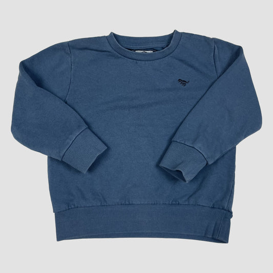 Blaues Sweatshirt von NEXT, Größe 3–4 Jahre (104), Rundhals, Rippbündchen, kleine Bruststickerei.