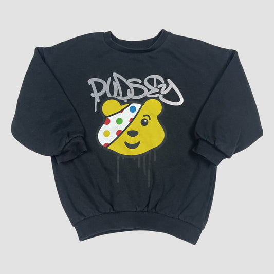 Schwarzes Kinder-Sweatshirt mit Pudsey-Bär Print, Größe 3–4 Jahre – front
