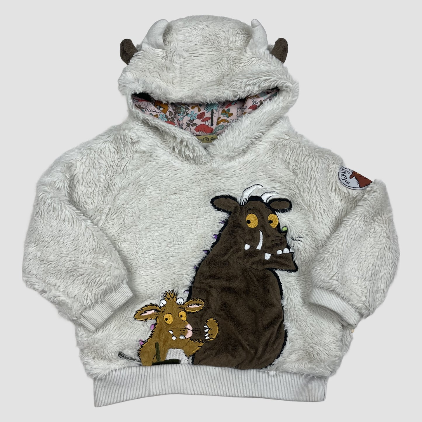 Cremefarbener Kapuzenpullover mit Gruffalo-Motiv, Größe 92-98 – hem