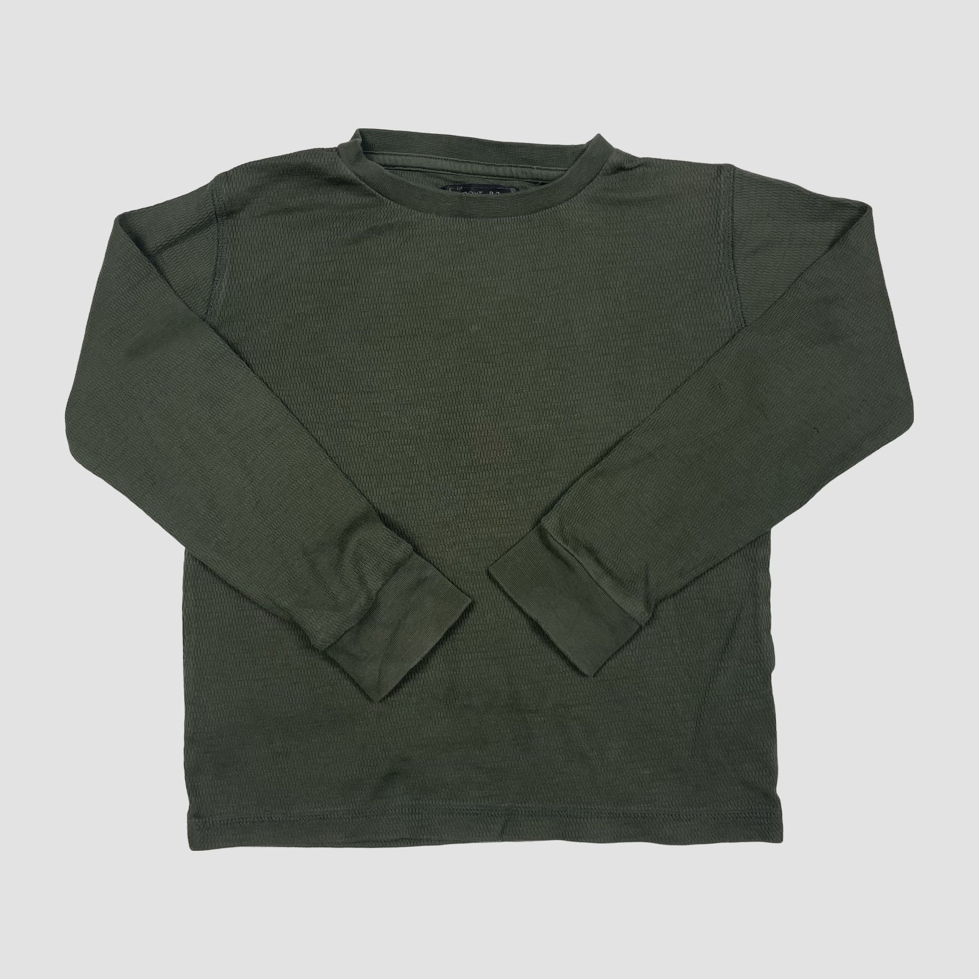 Dunkelgrünes Baumwoll-Langarmshirt, Größe 116