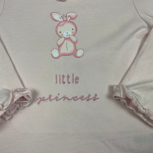 Rosa Langarmshirt mit Hasenmotiv und Rüschen, Größe 9–12 Monate – detail