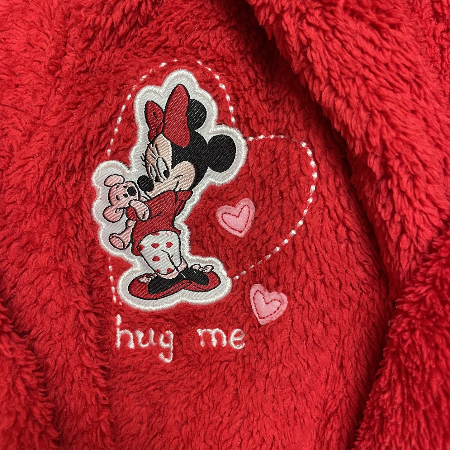 Roter Kinder-Bademantel mit Minnie-Maus-Details, Kapuze und Gürtel – logo