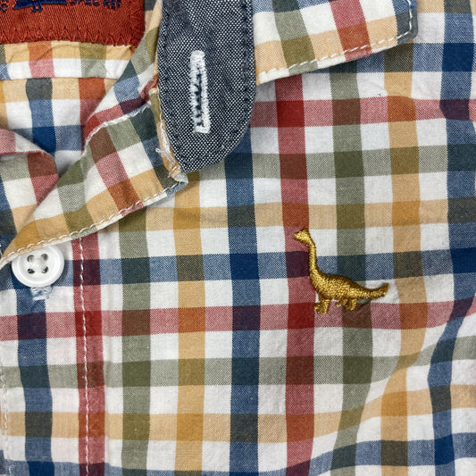 Kurzarm-Karohemd, mehrfarbig, Größe 86 (12–18 Monate) – detail