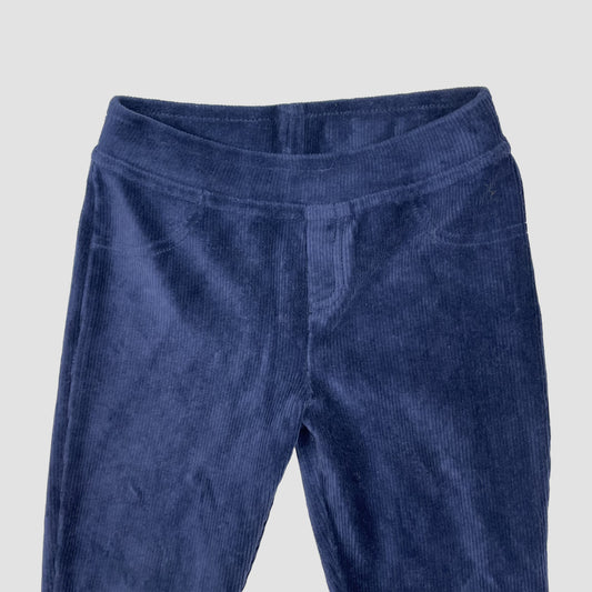 Dunkelblaue Cord-Leggings für Kinder, Größe 3–4 Jahre – close‑up