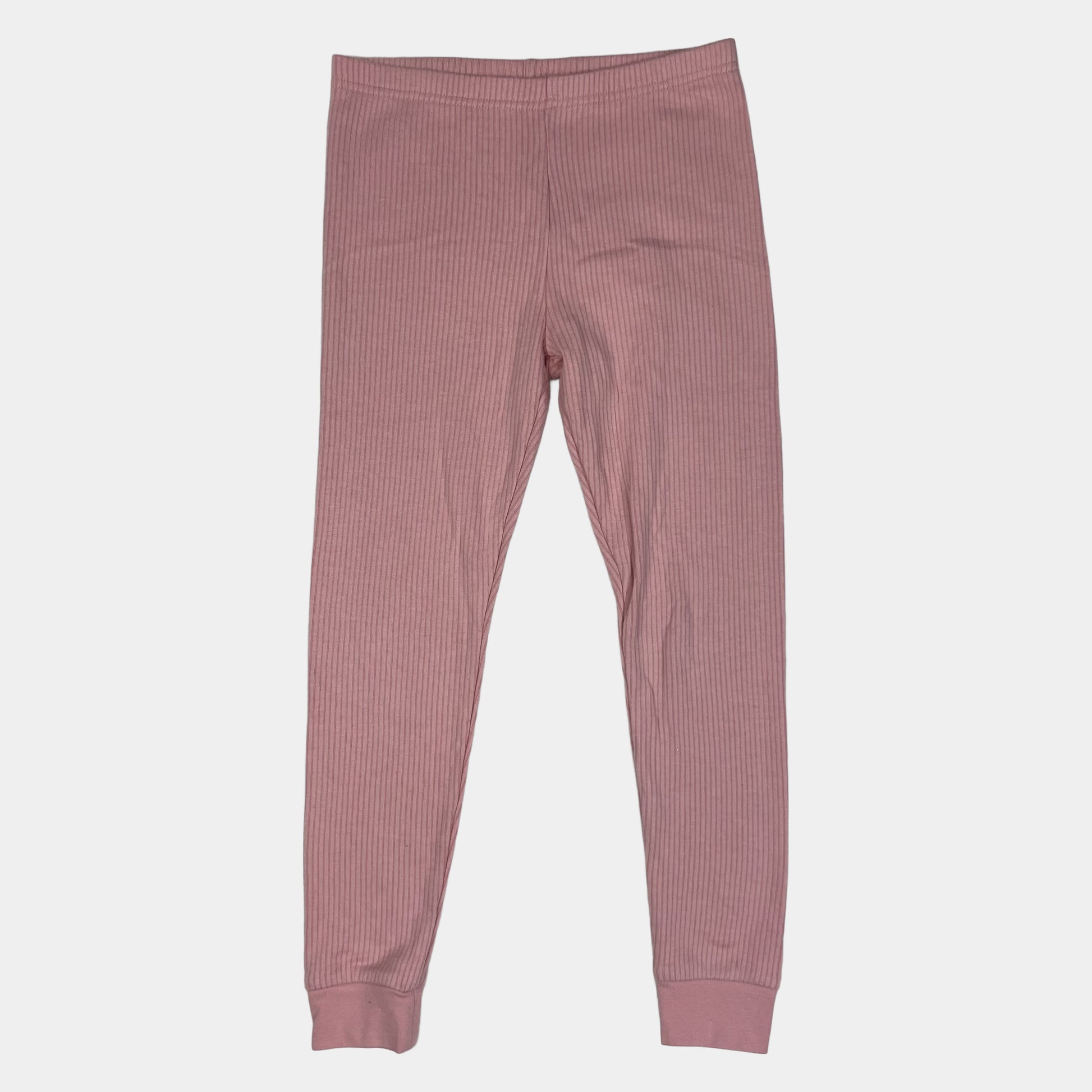 Rosa Ripp-Leggings für Kinder mit Bündchen, Größe 7–8 Jahre – front