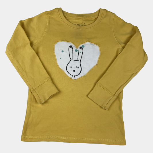 Gelbes Langarmshirt mit Hasen-Applikation, Next, Größe 2–3 Jahre – front
