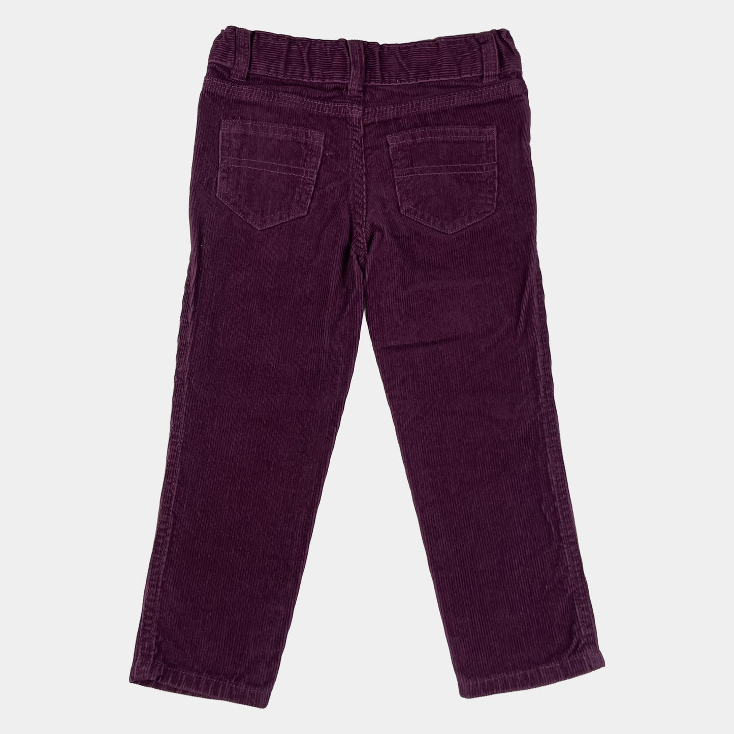 Lila Cordhose für Kleinkinder, gerade Beine, verstellbarer Bund – back