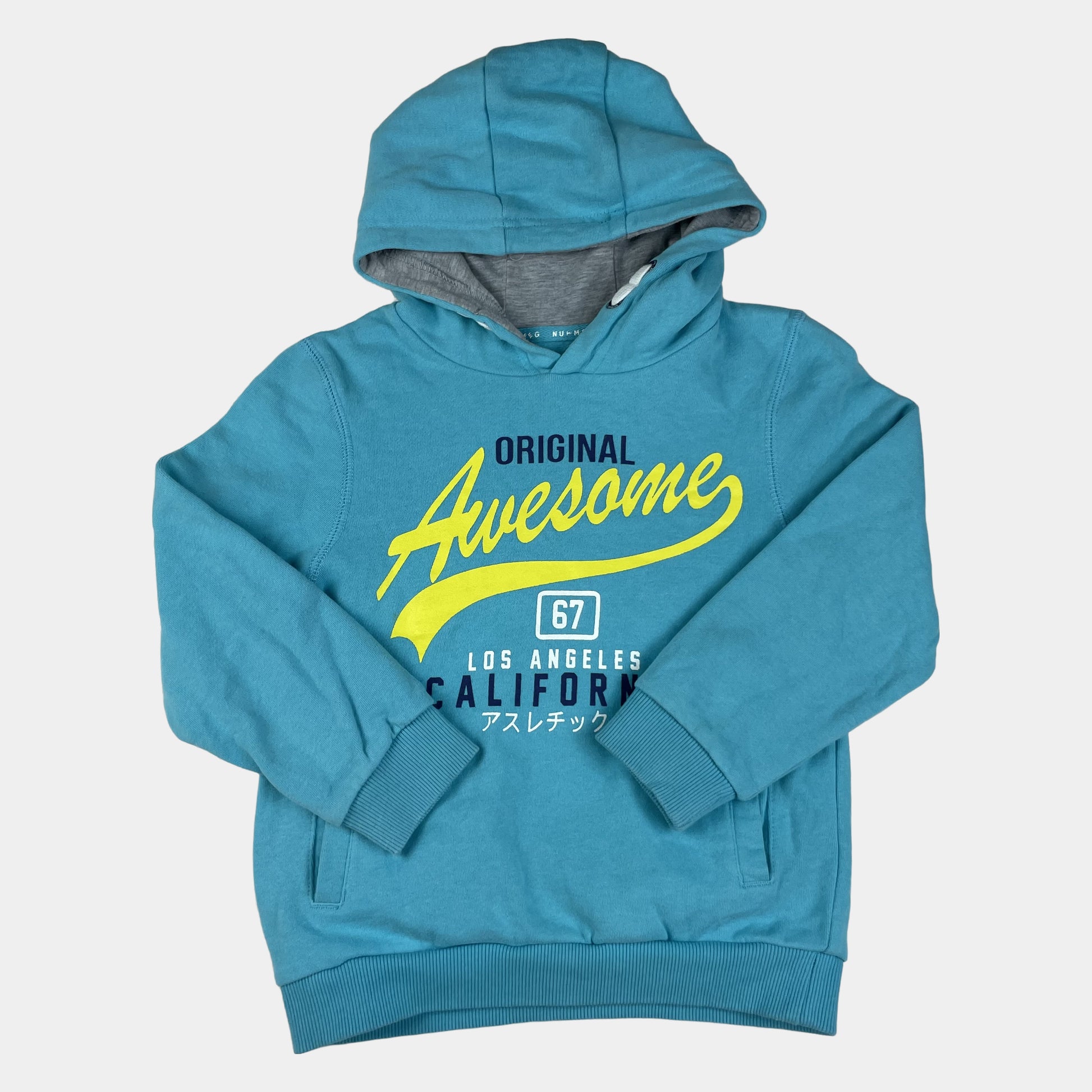 Türkiser Kinder-Hoodie mit gelbem  front