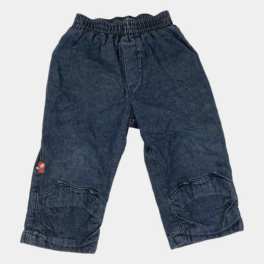 Dunkelblaue Babyhose aus Denim mit elastischem Bund und Knieverstärkungen, Größe 18 Monate – front