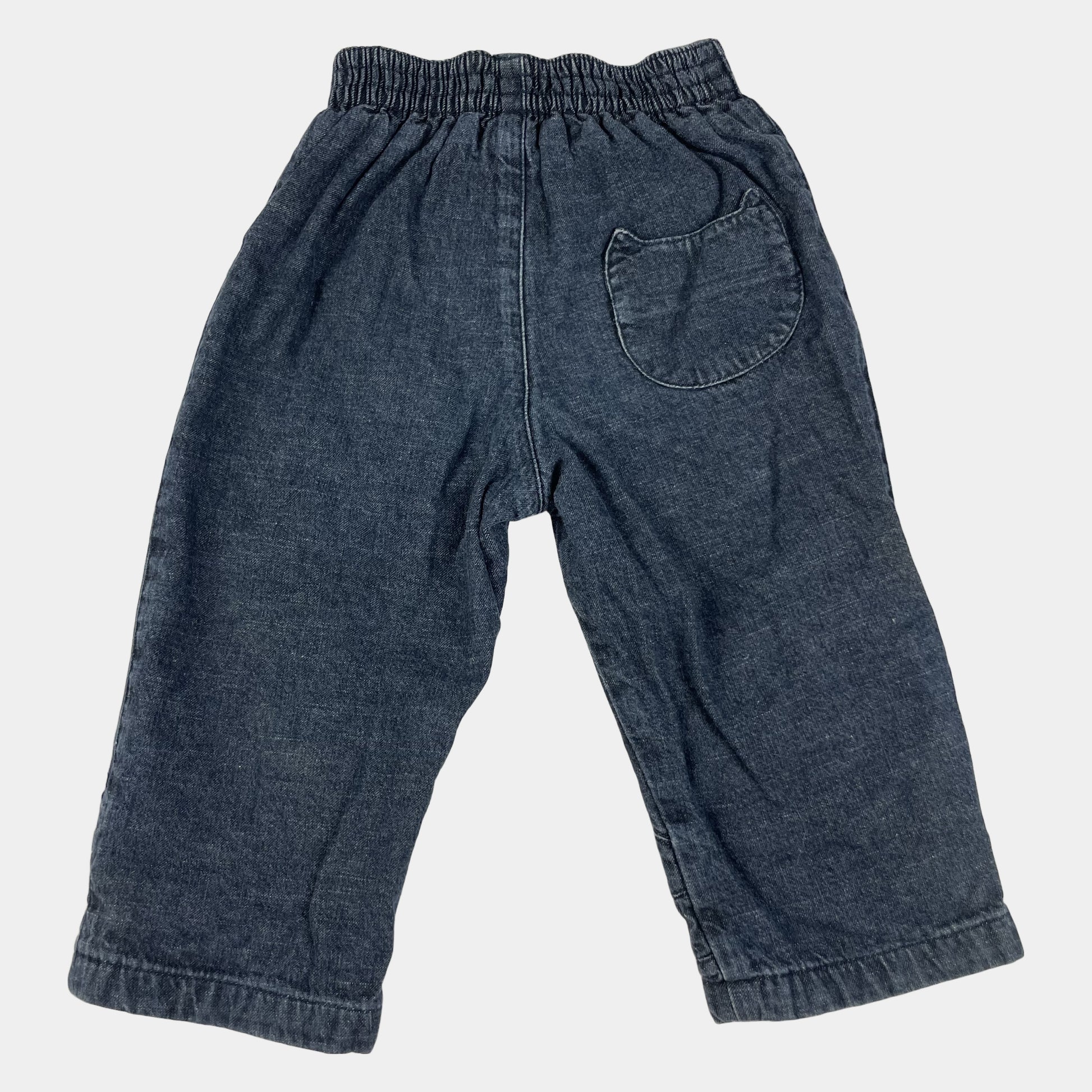 Dunkelblaue Babyhose aus Denim mit elastischem Bund und Knieverstärkungen, Größe 18 Monate