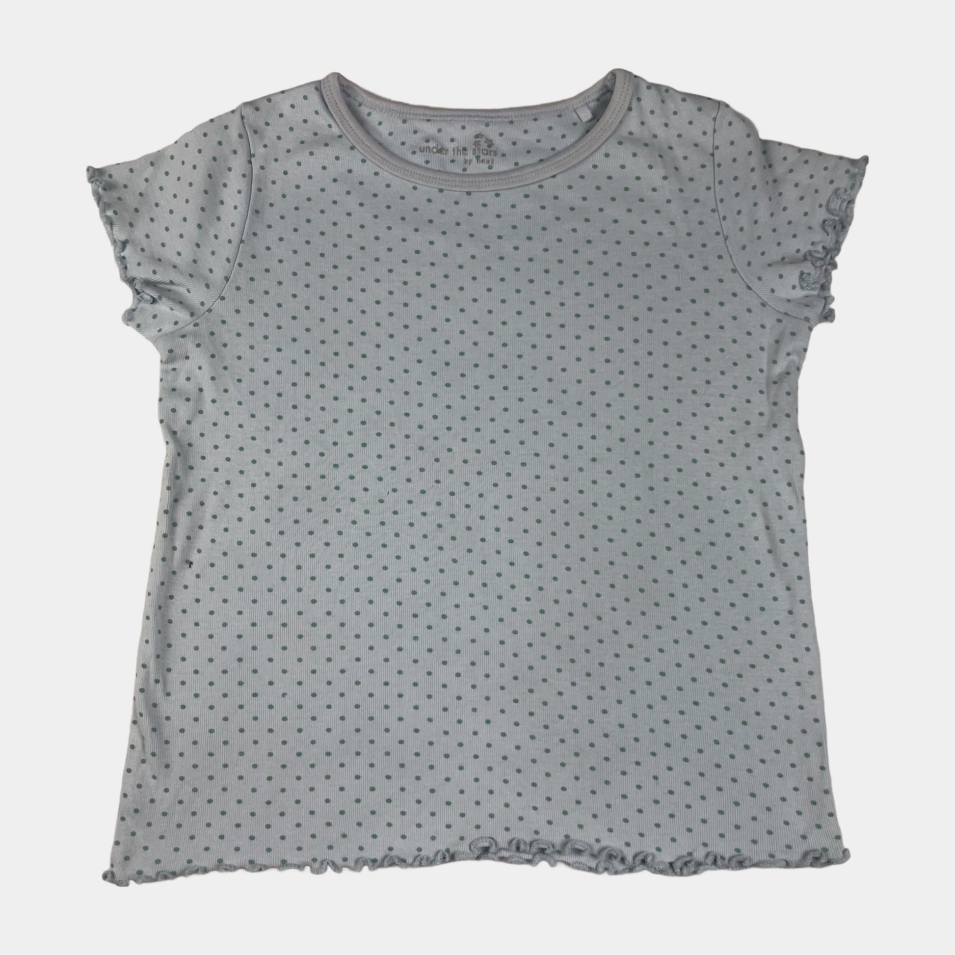 Hellblaues gepunktetes Kinder-T-Shirt, Größe 116 – front