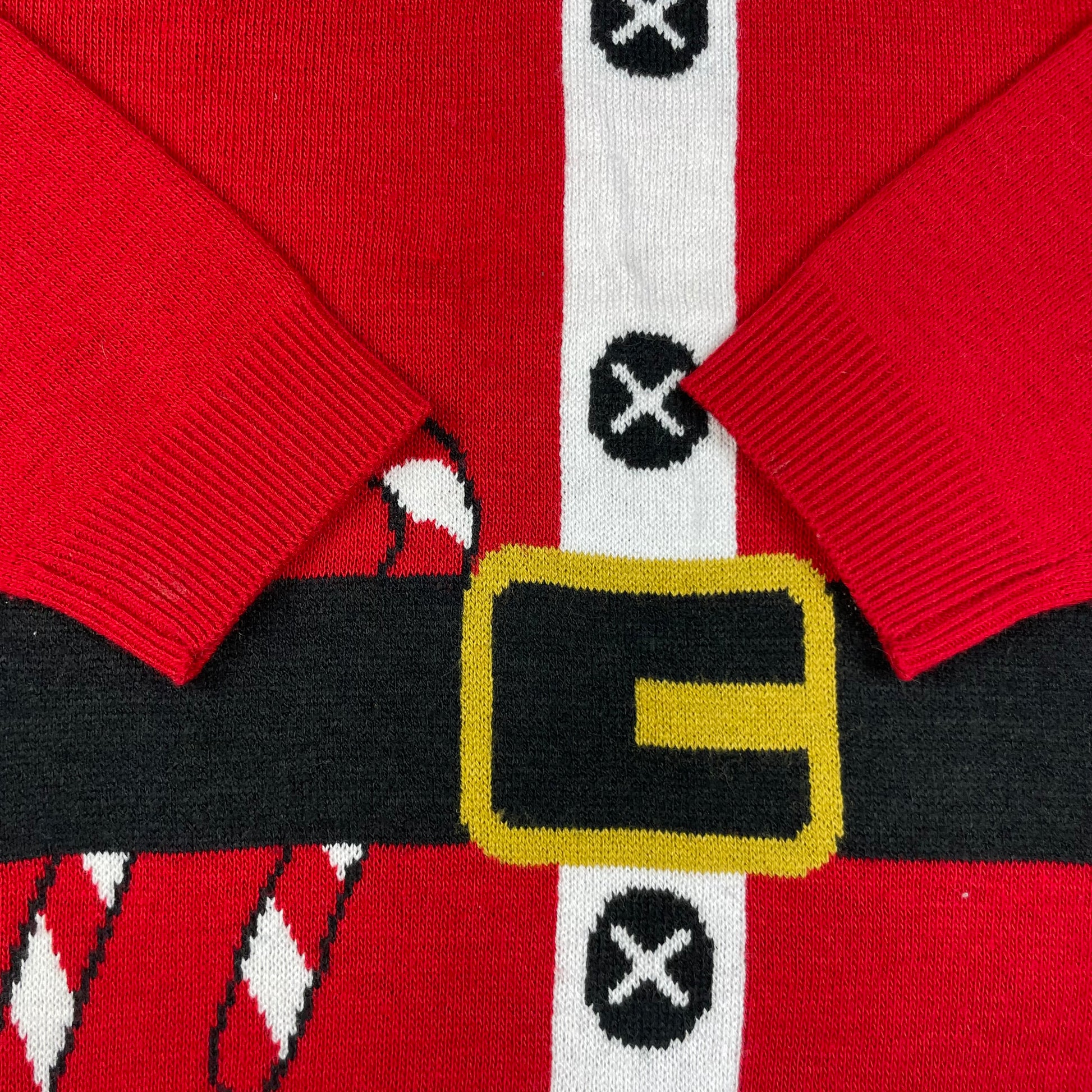 Roter Kinder-Weihnachtspullover mit Santa-Design, Größe 134 (8–9 Jahre) – detail