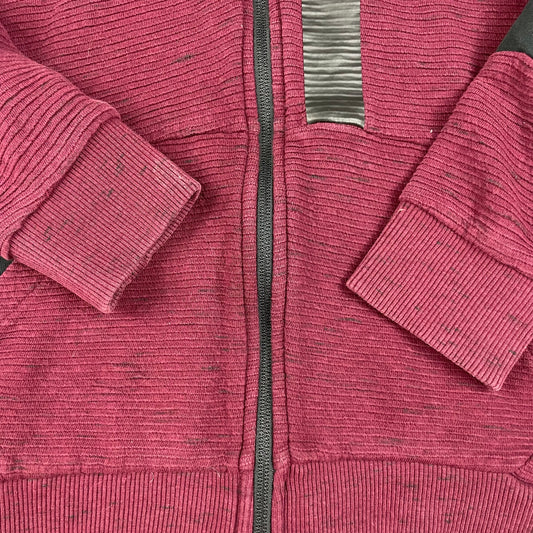 Bordeauxfarbene Kinder-Kapuzen-Sweatjacke mit Reißverschluss und schwarzen Einsätzen, Größe 122, von F&F