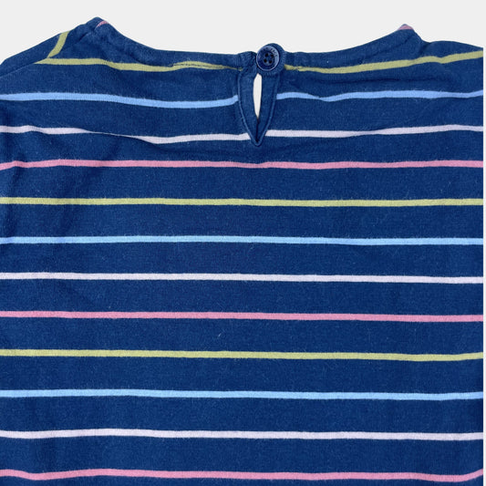 Gestreiftes Langarmshirt für Kinder in Blau mit bunten Streifen, Größe 4/5 – back