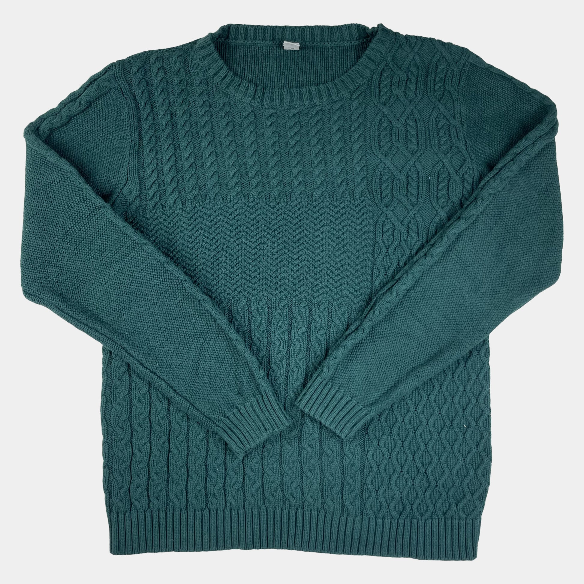 Grüner Strickpullover mit Zopfmuster, Größe 13 Jahre/158 cm – front